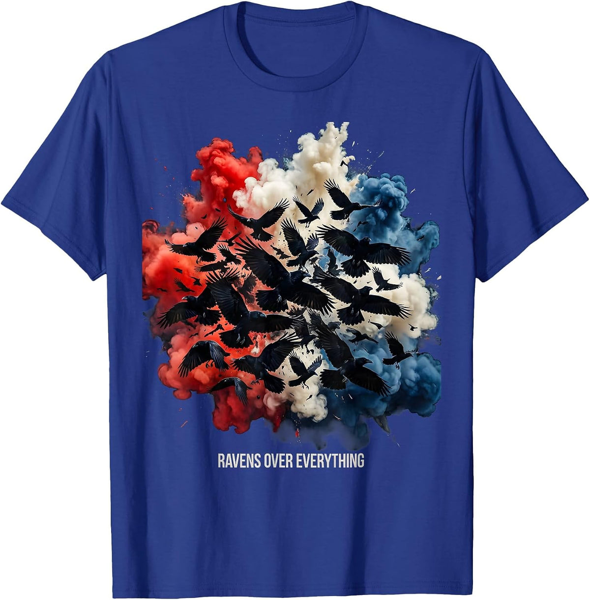 Ravens Over Everything Edgar Allan Poe Design T-Shirt - Royal Blue