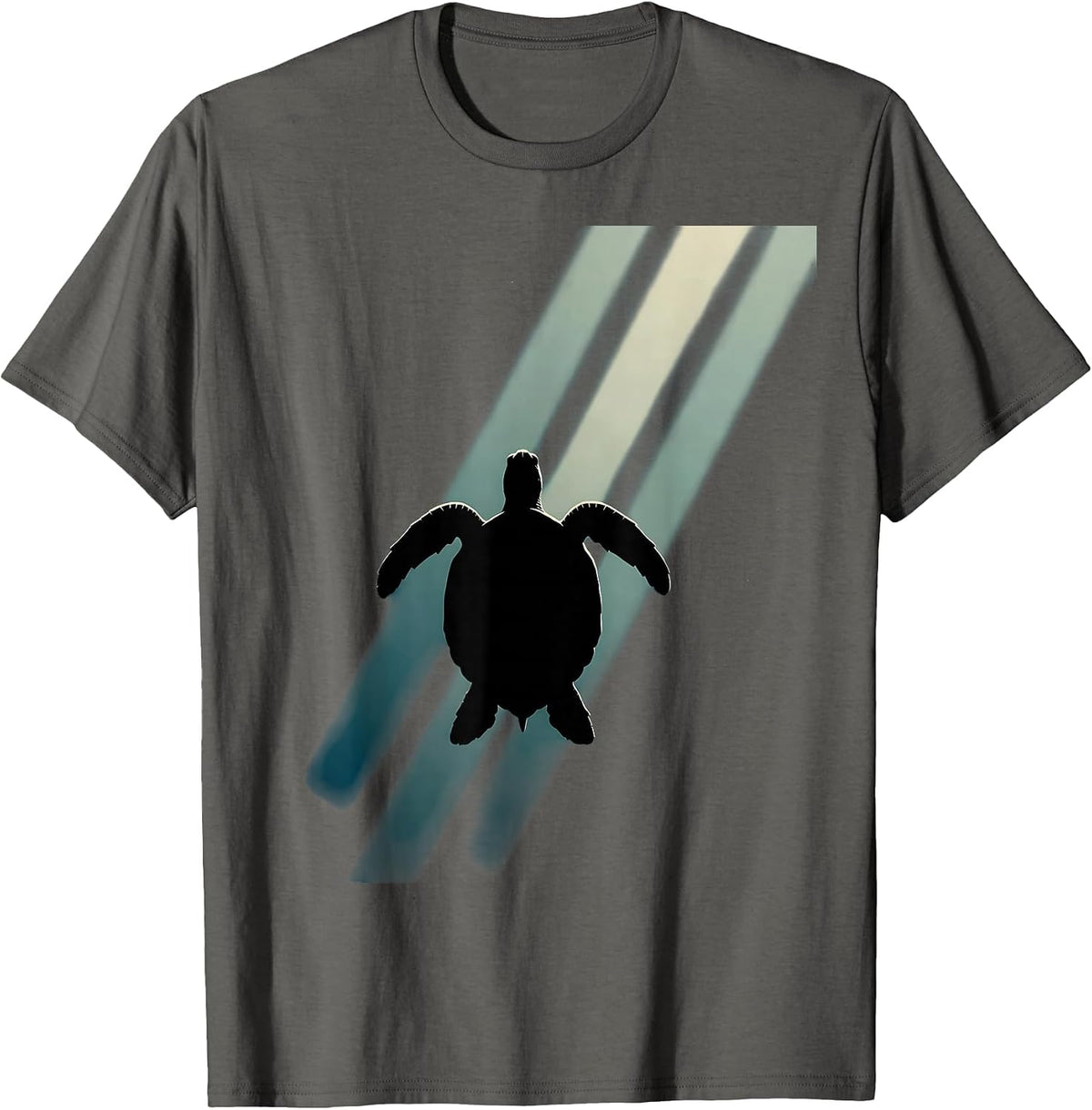 Men's Sea Turtle Ocean Rays Illustration T-Shirt - Asphalt Grey