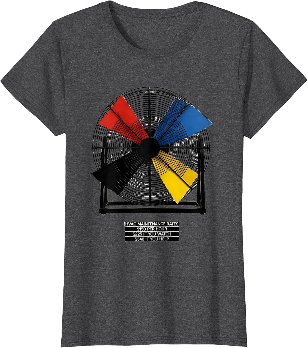 Women's HVAC Maintenance Rates Funny HVAC Technician Trade Humor T-Shirt - Dark Heather Grey