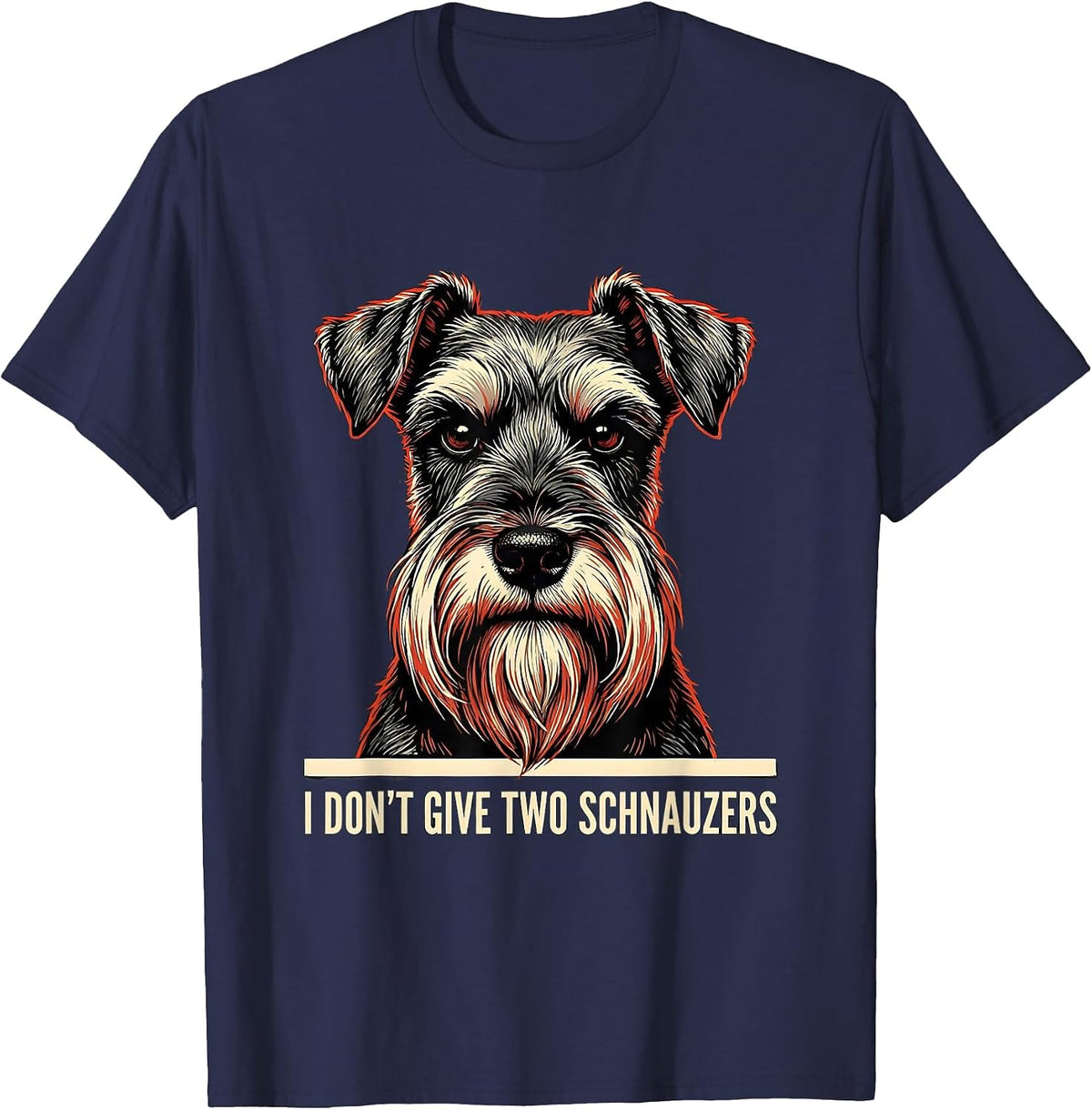 Men's I Don't Give Two Schnauzers Funny Miniature Schnauzer Lover T-Shirt - Navy Blue