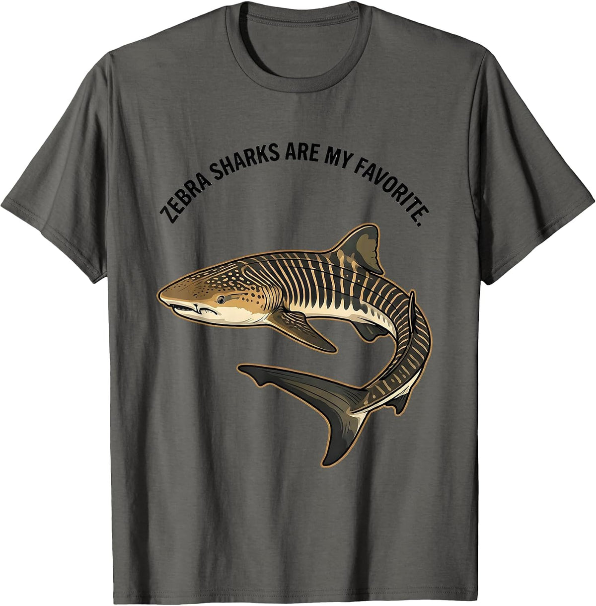 Men's Zebra Sharks Are My Favorite Funny Ocean Animal Lover Gift T-Shirt - Asphalt Grey