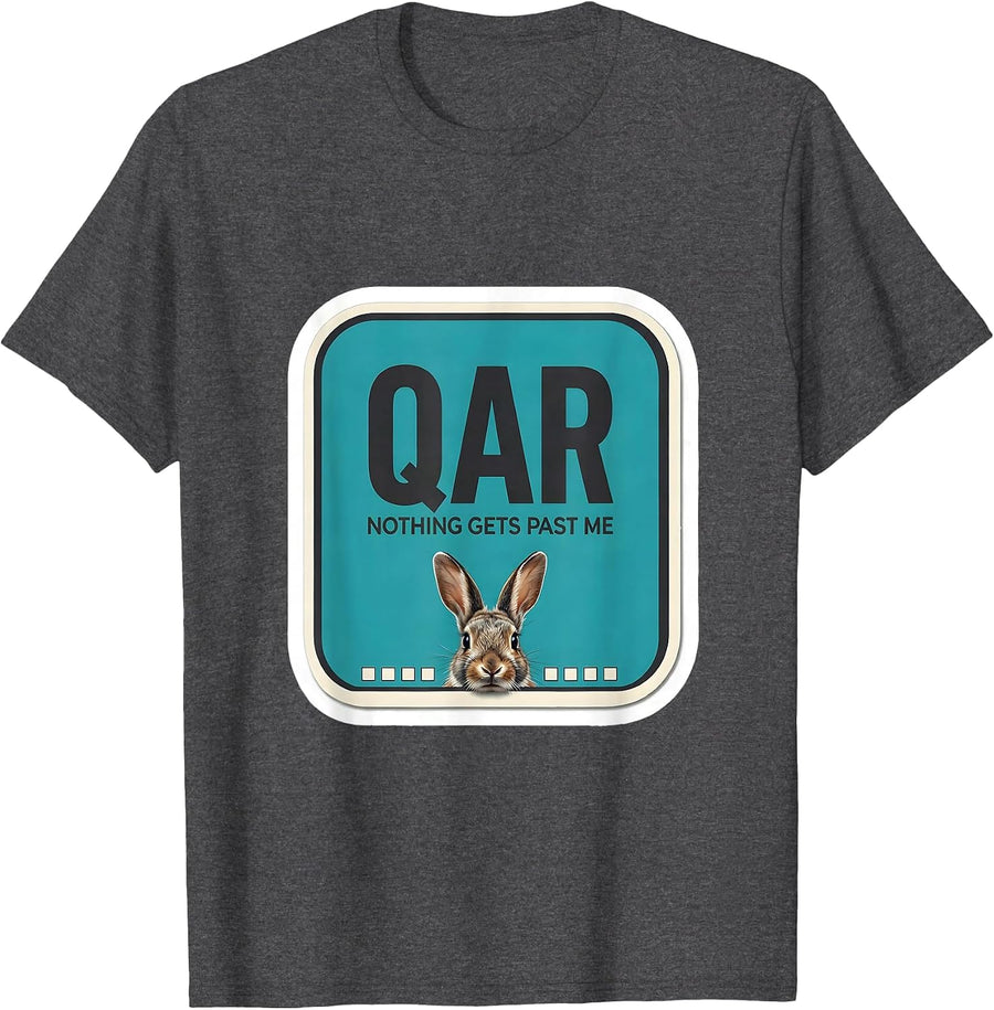 Men's QAR Nothing Gets Past Me Funny Vet Tech Occupational Humor T-Shirt - Dark Heather Grey