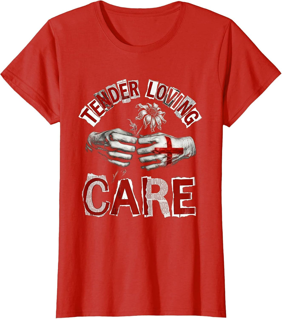 Tender Loving Care Hospice Nurse Design T-Shirt - Red