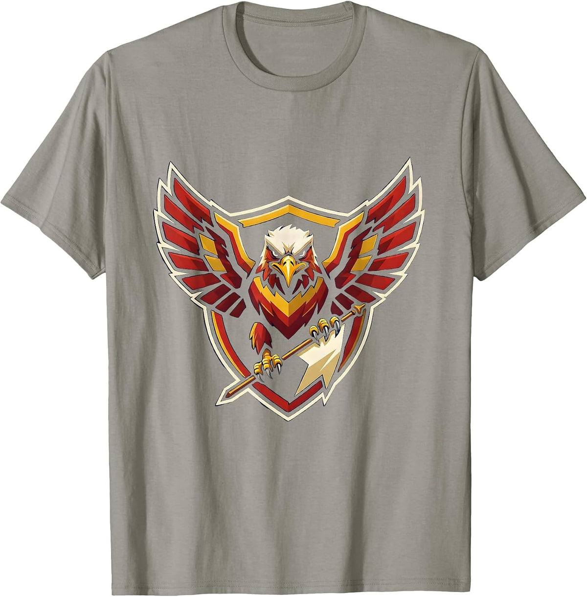 Men's Bold Eagle Clutching a Pennant Graphic Design T-Shirt - Slate Grey