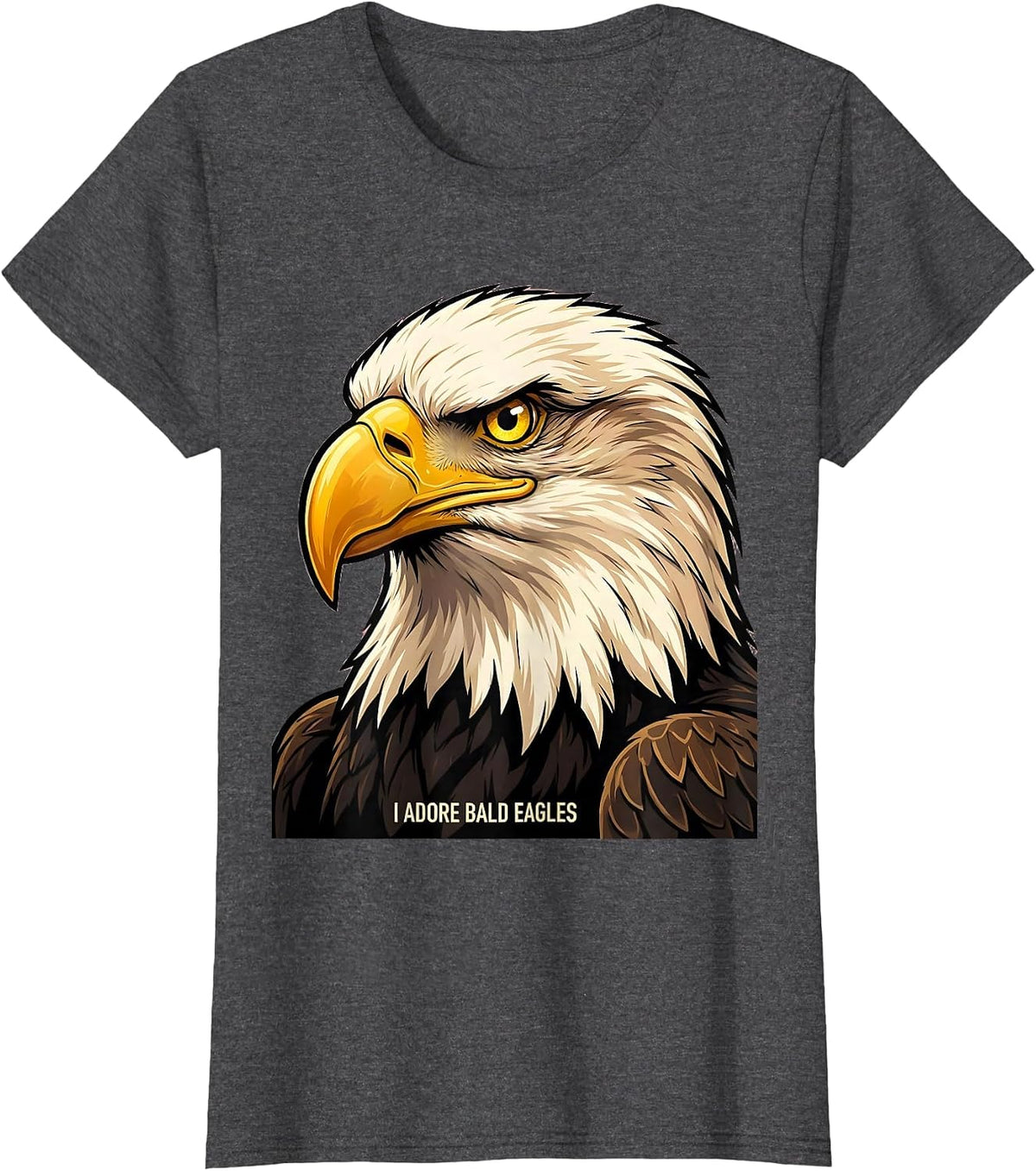 Women's I Adore Bald Eagles Cartoon Wildlife Lover Eagle Enthusiast T-Shirt - Dark Heather Grey