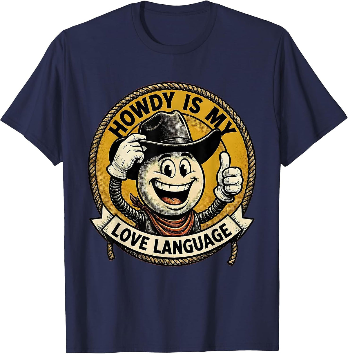 Men's Howdy Is My Love Language Western Design T-Shirt - Navy Blue