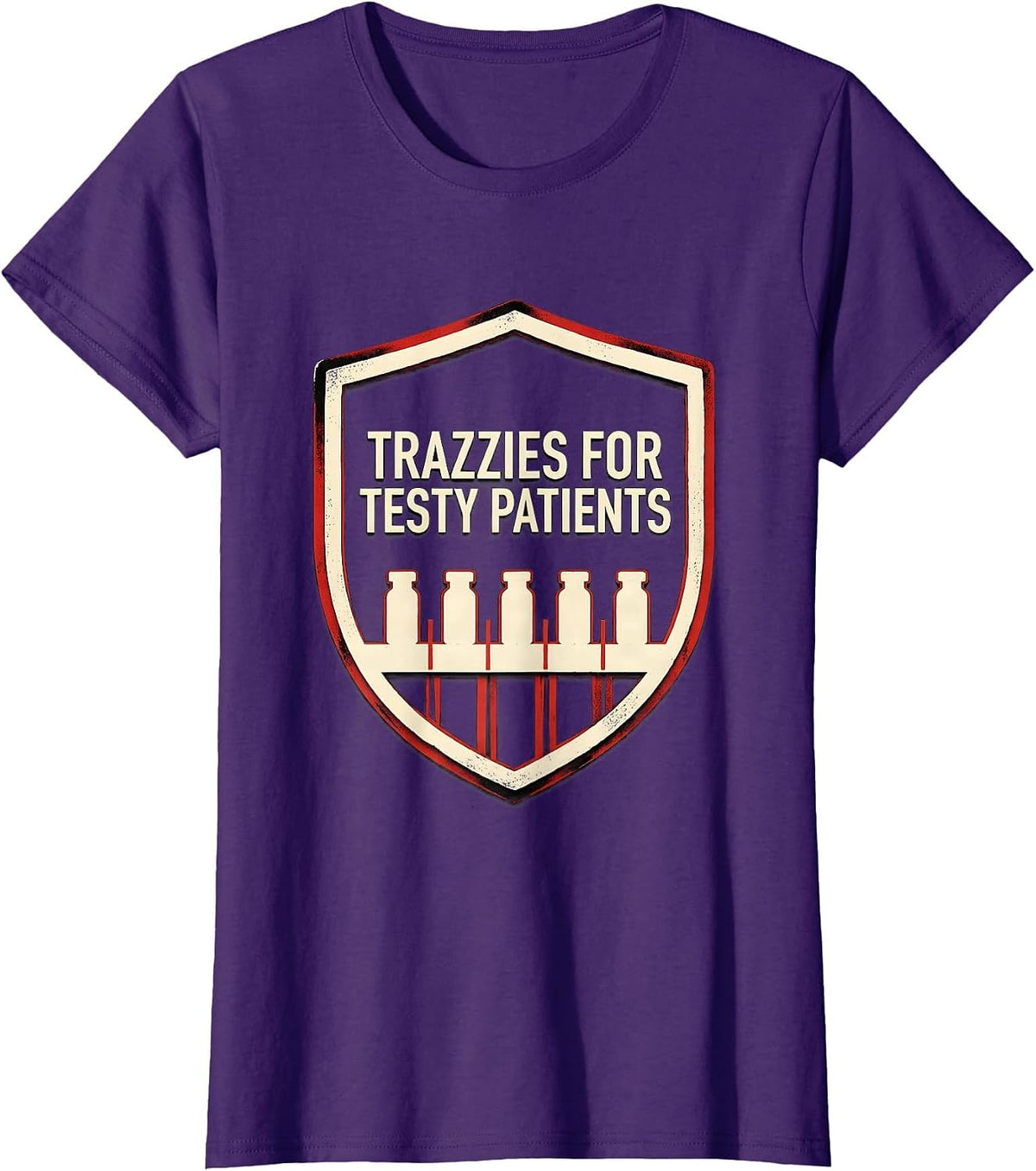 Women's Trazzies For Testy Patients Funny Vet Tech Veterinary T-Shirt - Purple