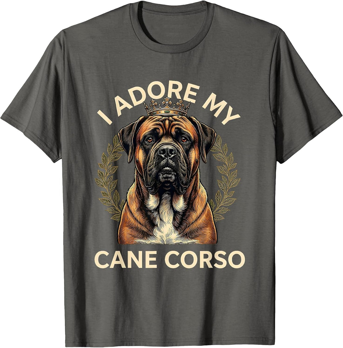 I Adore My Cane Corso Illustration Italian Mastiff Pet Lover T-Shirt - Asphalt Grey