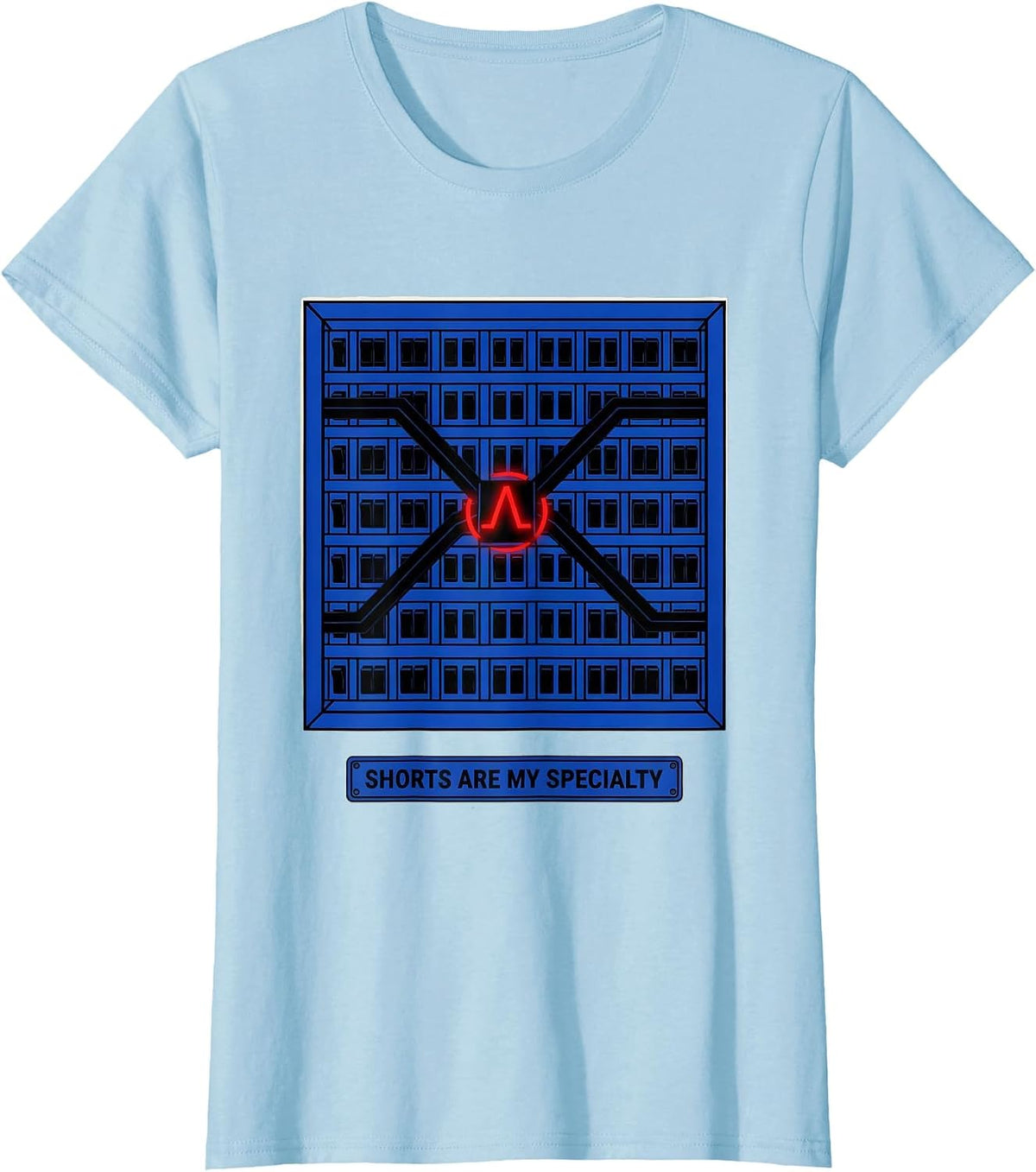 Women's Shorts Are My Specialty Geometric Electrician Trade Deadpan T-Shirt - Baby Blue