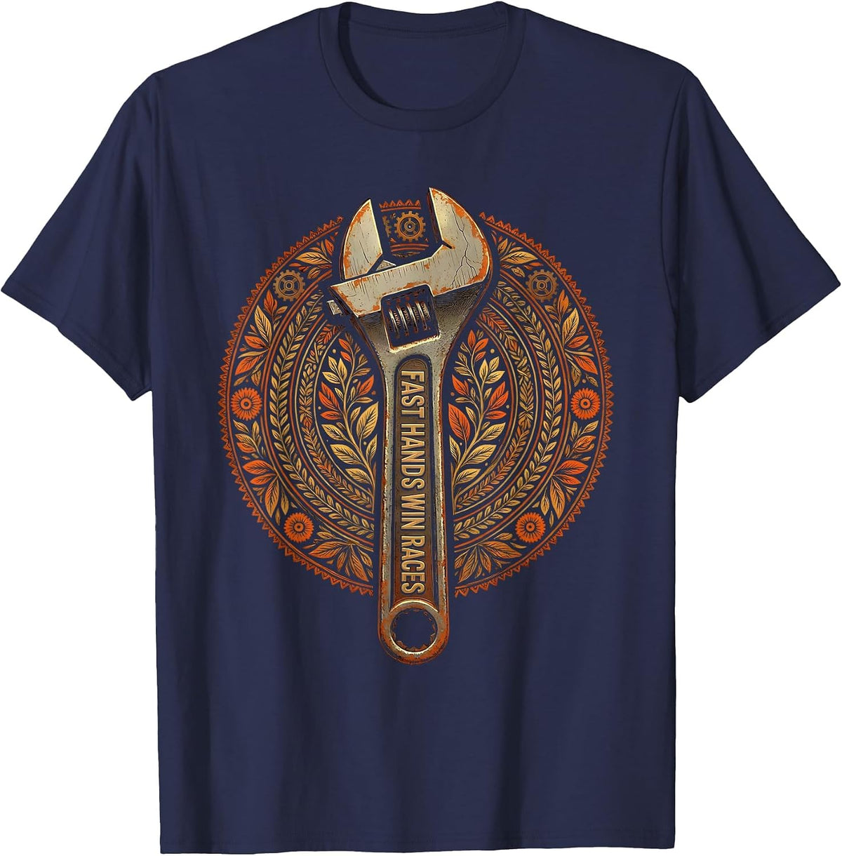 Men's Fast Hands Win Races Pit Crew Design T-Shirt - Navy Blue