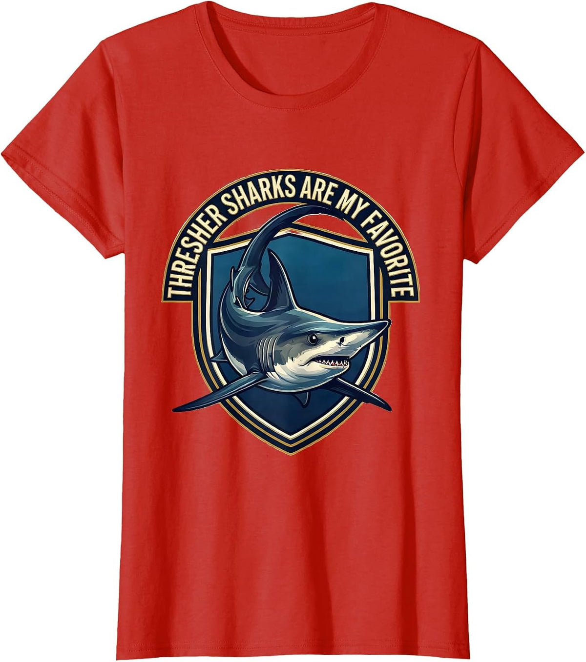 Women's Thresher Sharks Are My Favorite Funny Ocean Wildlife Lover T-Shirt - Red