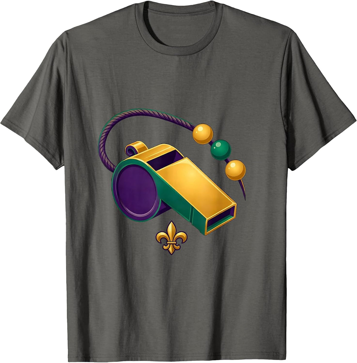 Mardi Gras Whistle Beads Carnival Party Souvenir T-Shirt - Asphalt Grey