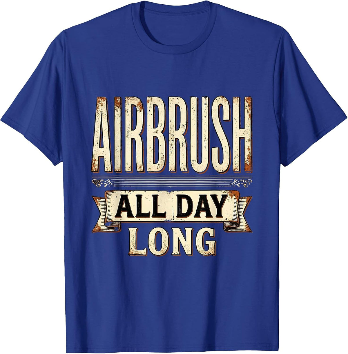 Airbrush All Day Long Spray Art Design T-Shirt - Royal Blue