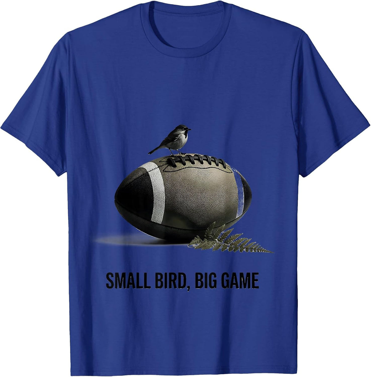 Small Bird Big Game Rugby Fan New Zealand Fern Pride T-Shirt - Royal Blue