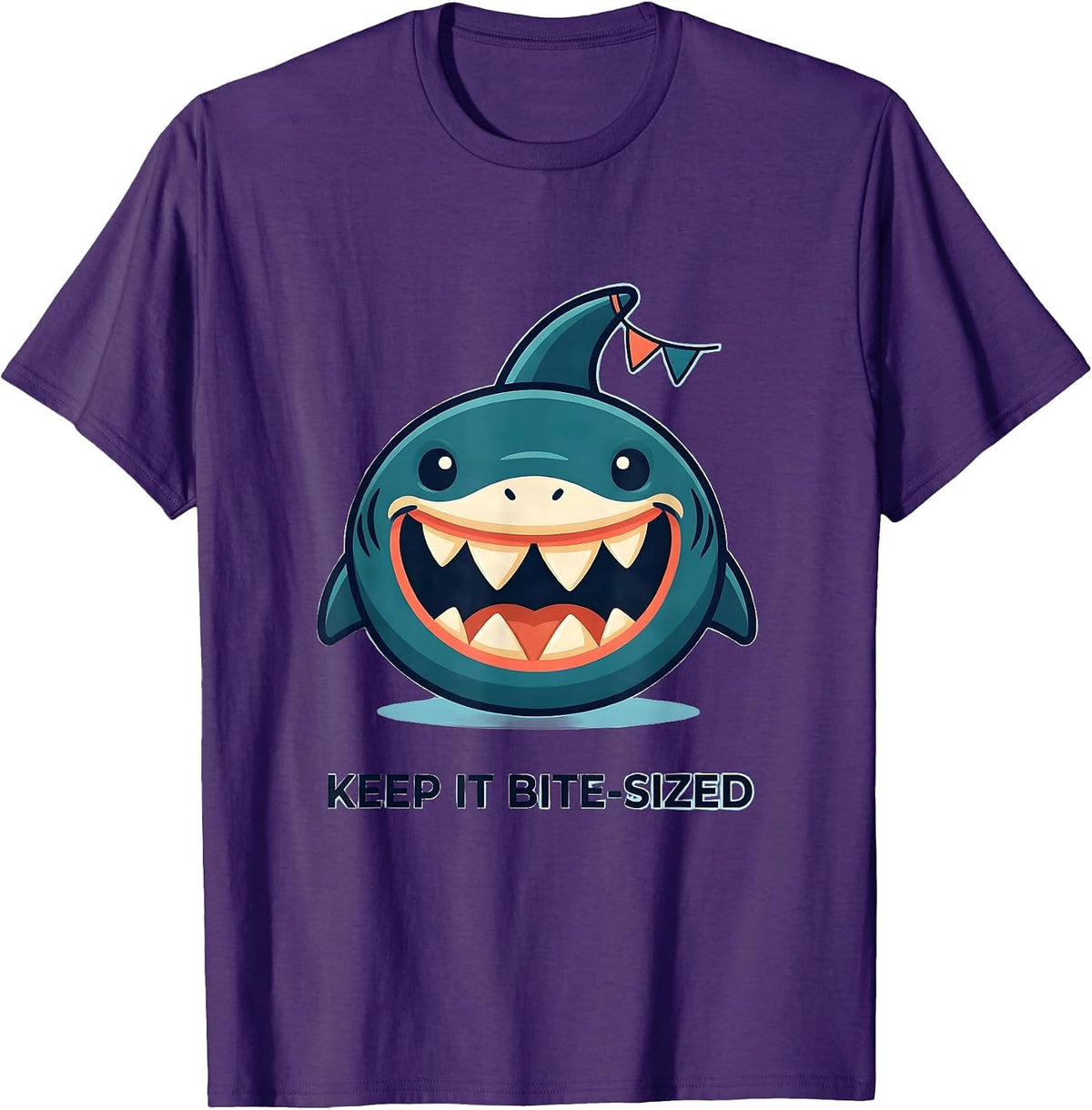 Men's Keep It Bite-Sized Playful Shark Lover Wildlife Ocean Humor T-Shirt - Purple