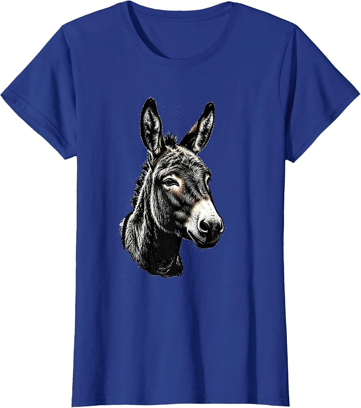 Women's Donkey Stamp Funny Farm Animal Quirky Humor T-Shirt - Royal Blue