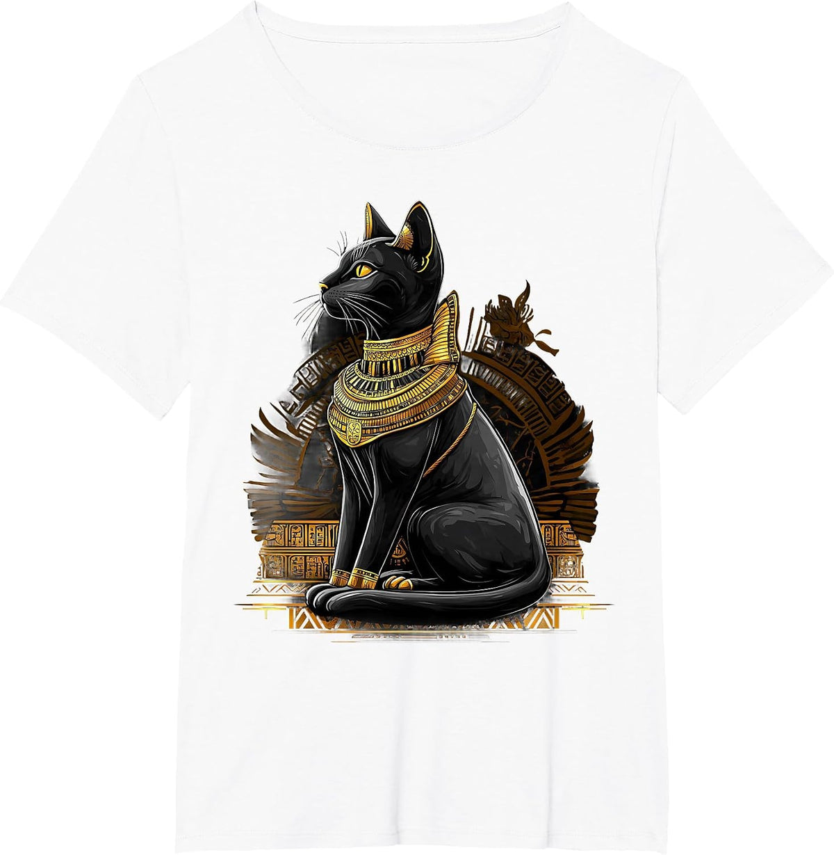 Ancient Egypt Egyptology Tutankhamun Cat Bastet Egyptian God T-Shirt - White