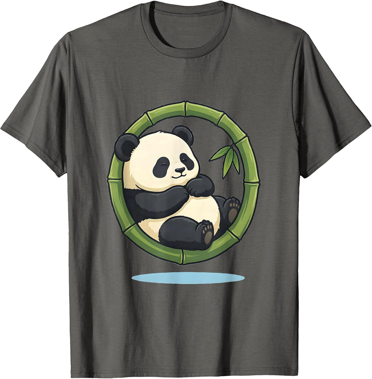 Round Kawaii Panda Cute Animal Lover Gift T-Shirt - Asphalt Grey