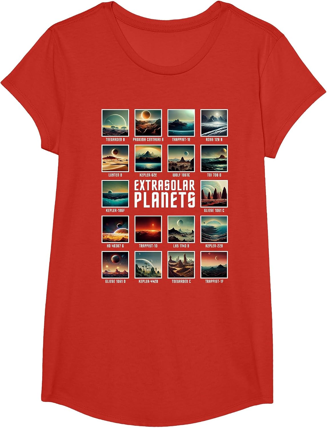 Exoplanet Extrasolar Planet Space Astronomy Astrophysics T-Shirt - Girls Red