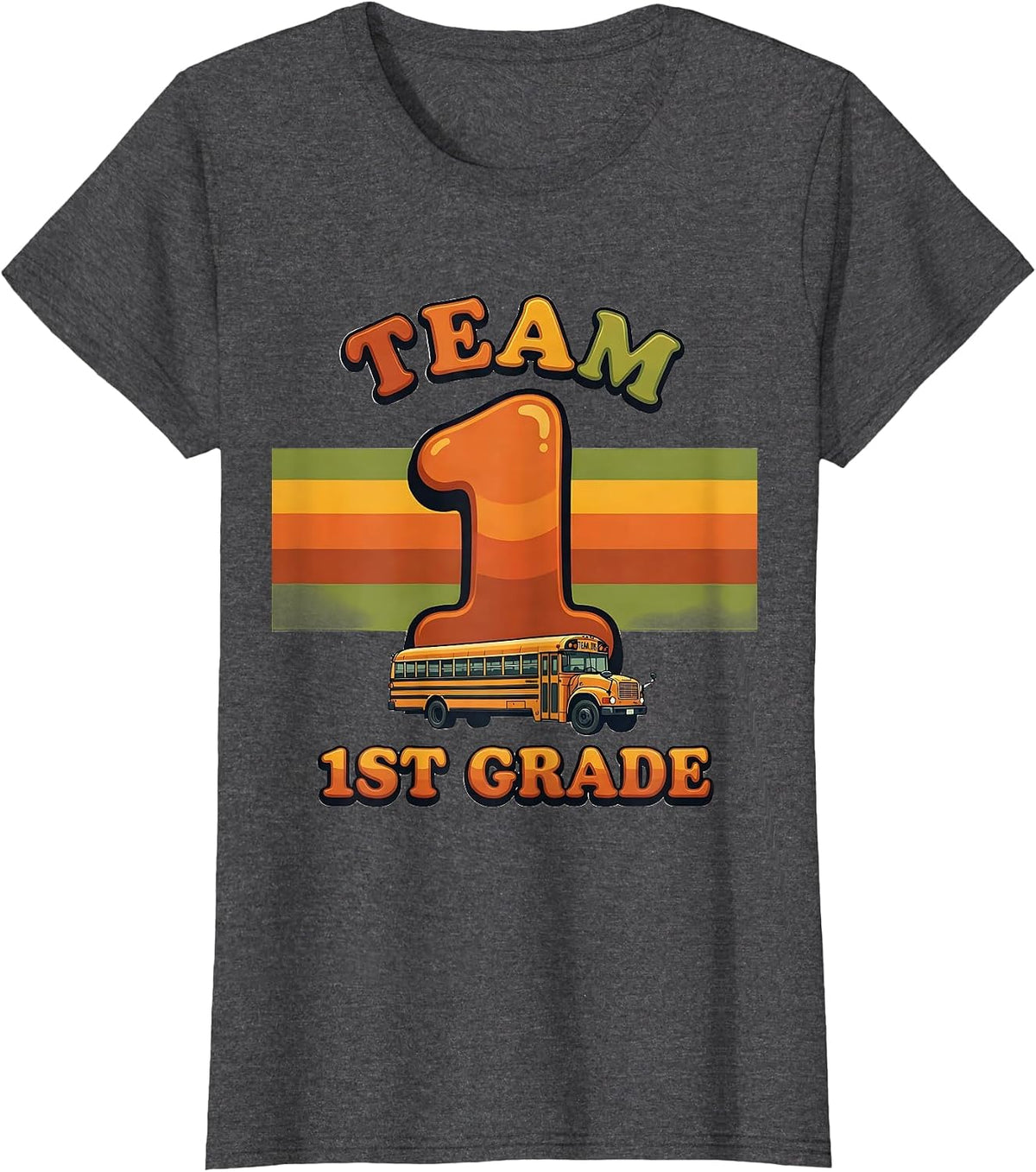 Women's Team 1st Grade Retro 70s First Day Of School Kids Humor T-Shirt - Dark Heather Grey