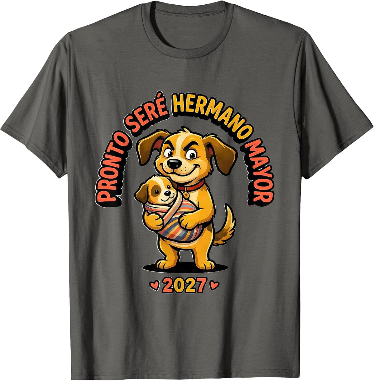 Men's Pronto Seré Hermano Mayor 2027 Cartoon Big Brother Spanish T-Shirt - Asphalt Grey
