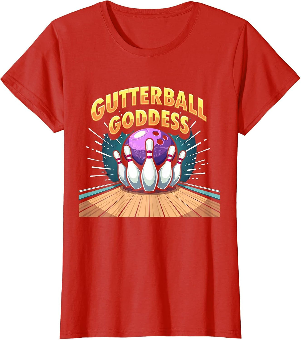 Mademark Bowling T-Shirt - Red-funny Bowling Gutterball Goddess