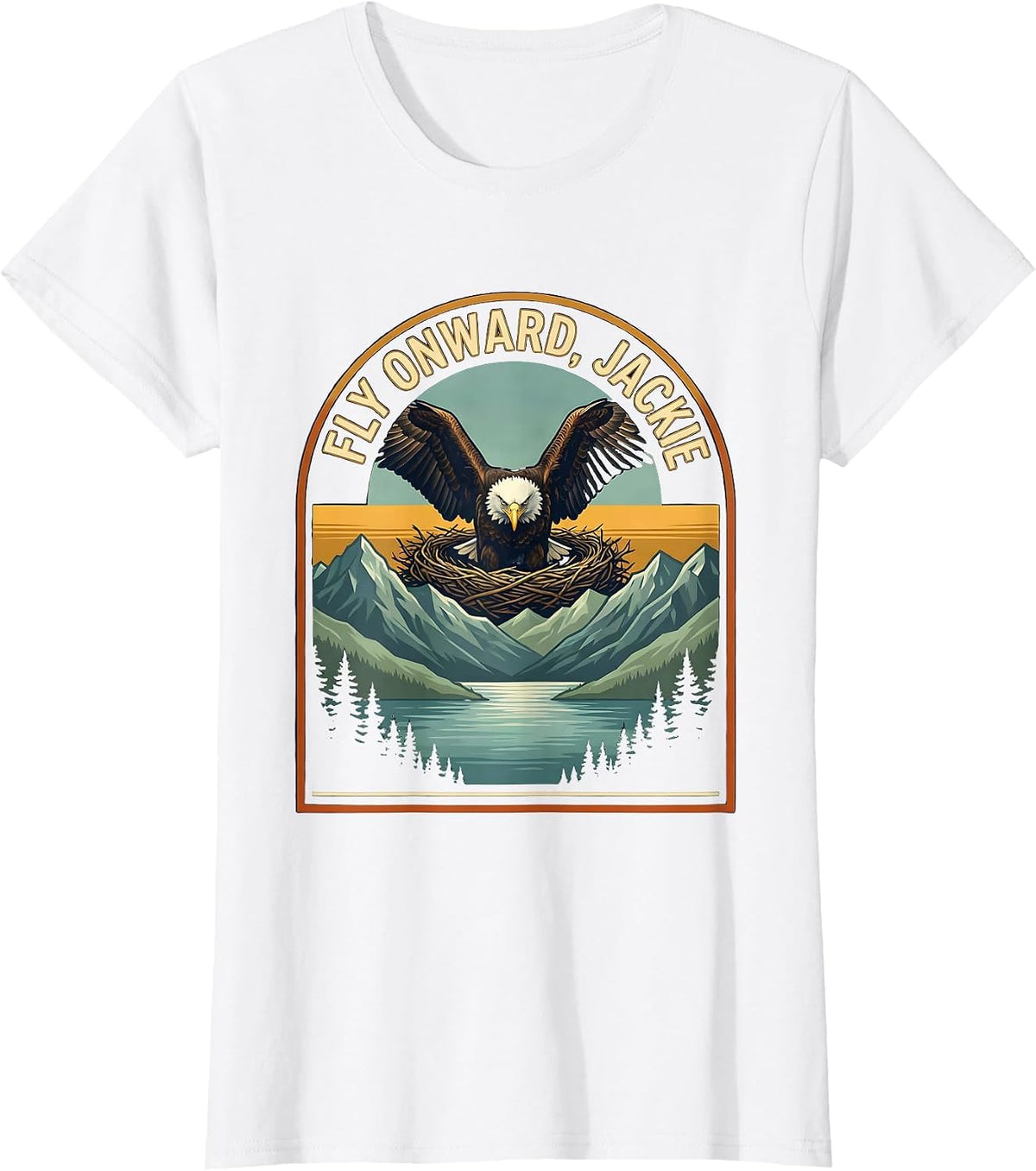 Women's Fly Onward Jackie Vintage Bald Eagle Memorial Tribute T-Shirt - White