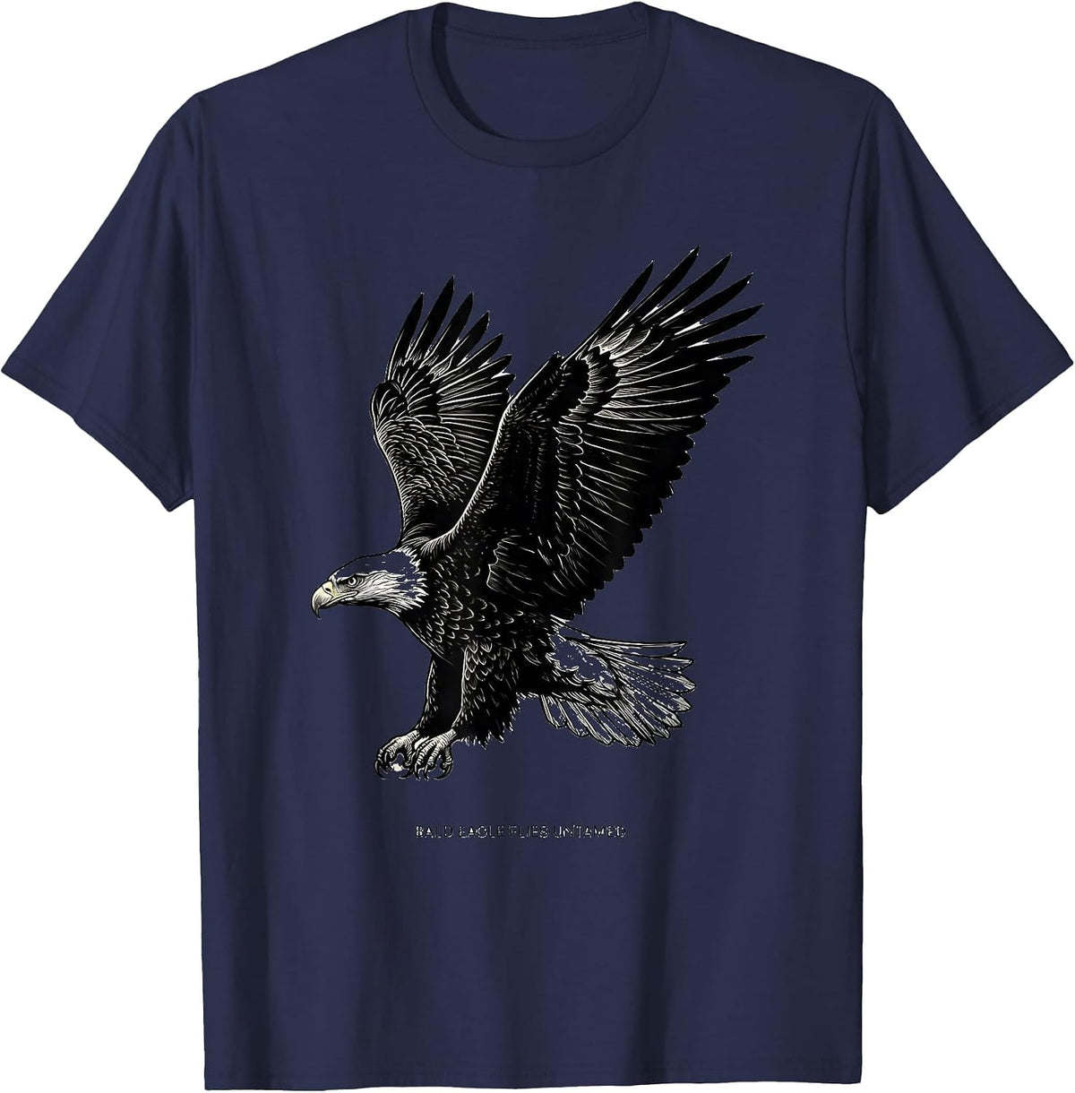 Bald Eagle Flies Untamed Patriotic Wildlife Bird Nature T-Shirt - Navy Blue