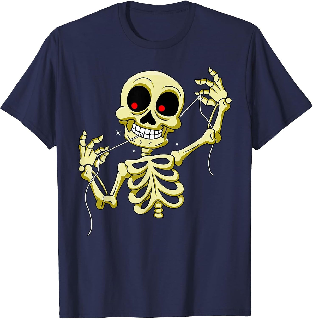 Funny flossing Skeleton Tshirt Meme Pun Dentist T-Shirt - Navy Blue