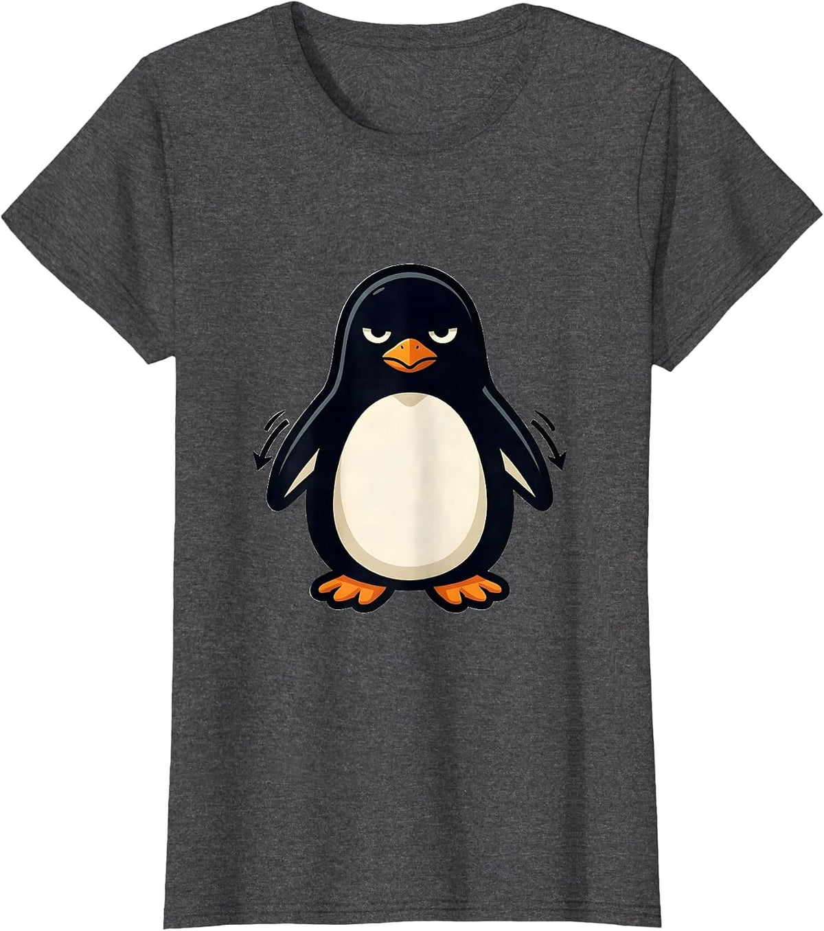 Women's Penguin Mascot Quirky Animal Lover Humor T-Shirt - Dark Heather Grey