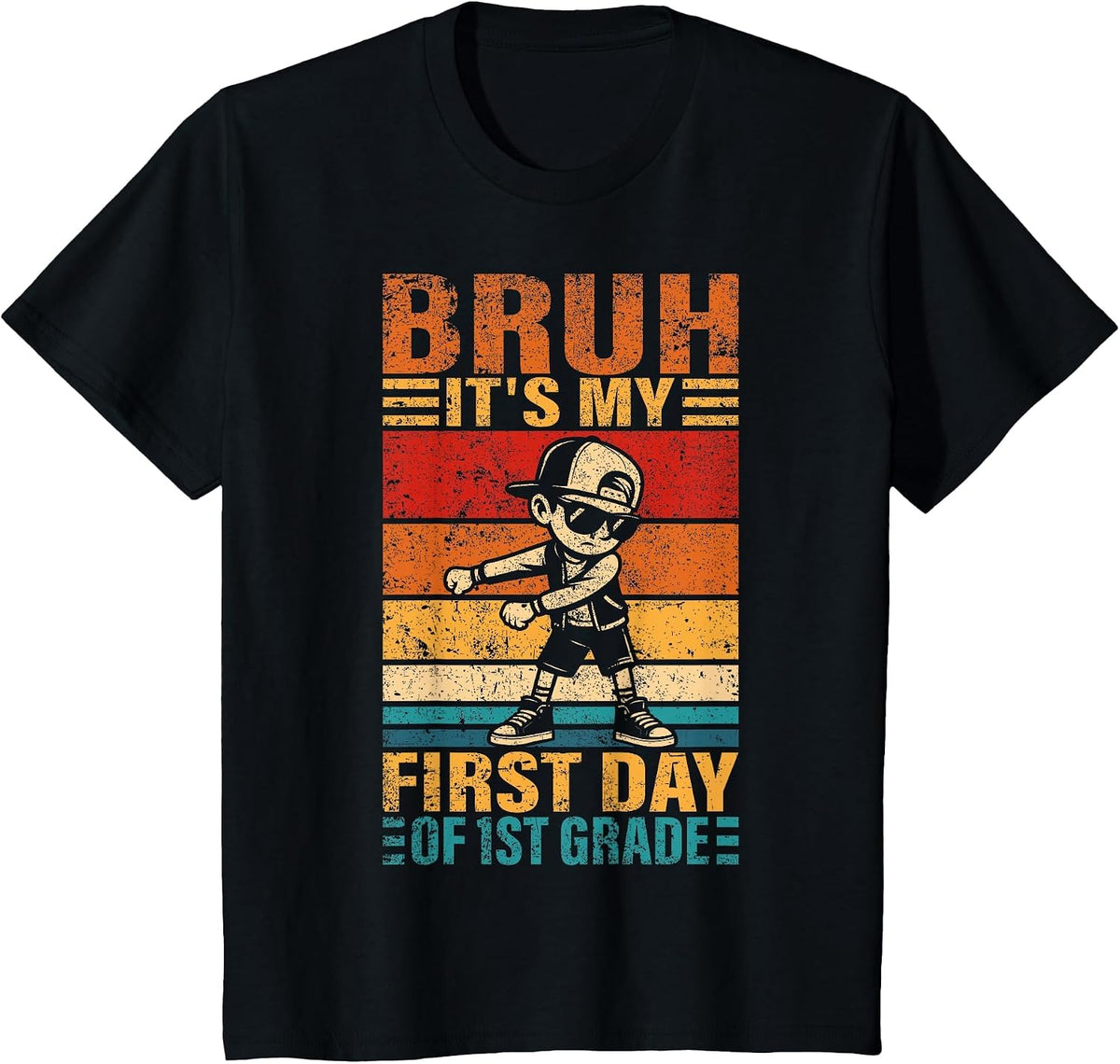 First Grade Flossing Boy Bruh It's My First Day of 1st Grade T-Shirt - Black
