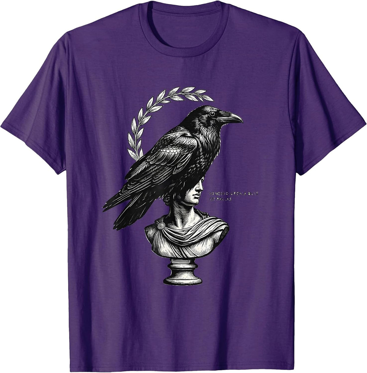 Men's Perched Upon A Bust Of Pallas Gothic Literary Raven Edgar T-Shirt - Purple