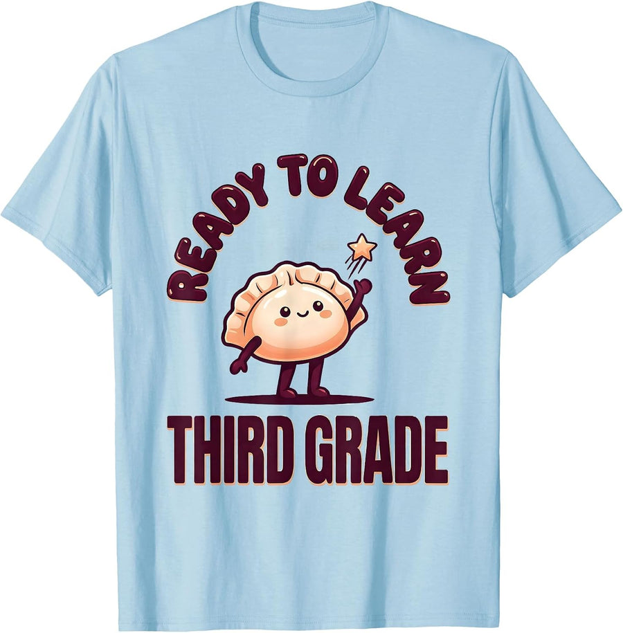 Men's Ready To Learn Third Grade Cute Dumpling Girl Back to School T-Shirt - Baby Blue