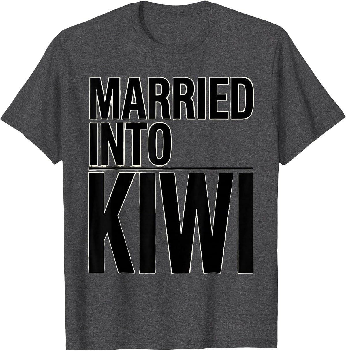 Married Into Kiwi Retro New Zealand Rugby Fan National Pride T-Shirt - Dark Heather Grey