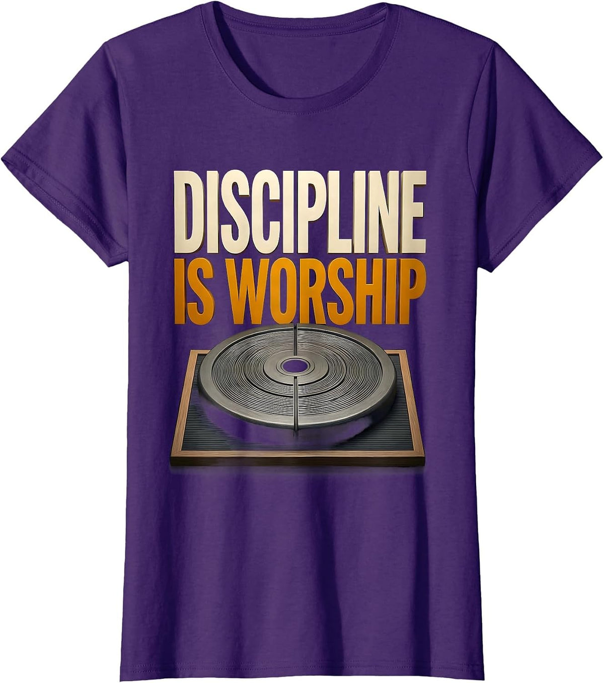 Women's Discipline Is Worship Christian Gym Faith Fitness Humor T-Shirt - Purple