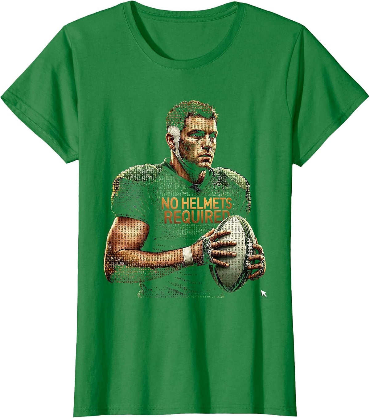 Women's No Helmets Required Ascii Terminal Art South African Rugby T-Shirt - Kelly Green