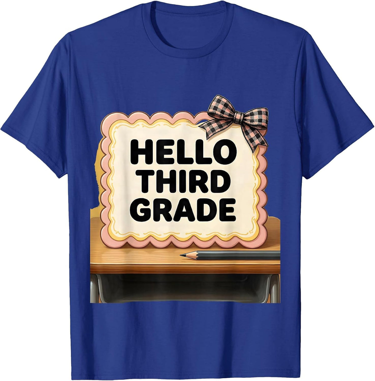 Men's Hello Third Grade Cute Coquette Back To School Pencil T-Shirt - Royal Blue