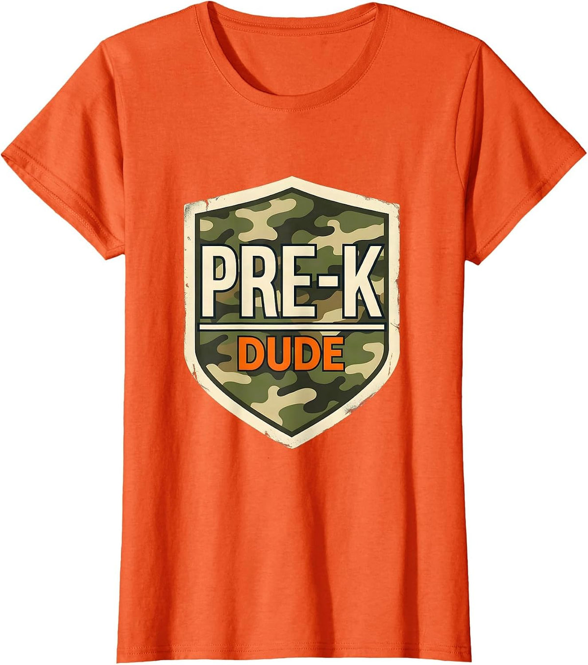 Pre-K Dude Camo Back To School Boys Teachers First Day T-Shirt - Orange