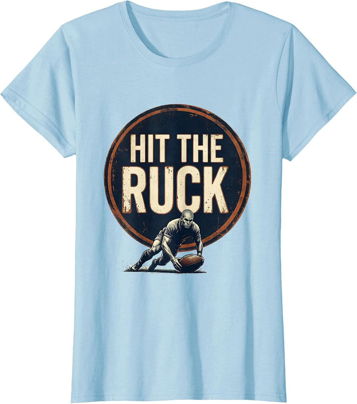 Women's Hit The Ruck Vintage Rugby Player Coach Fan Humor T-Shirt - Baby Blue