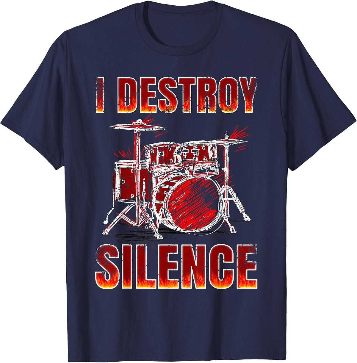 Drummer. Percussion. I Destroy Silence. T-Shirt - Navy Blue