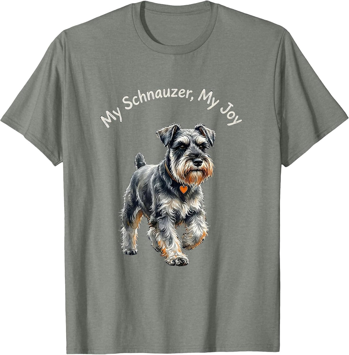 Men's My Schnauzer My Joy Watercolor Miniature Schnauzer Lover T-Shirt - Olive Heather