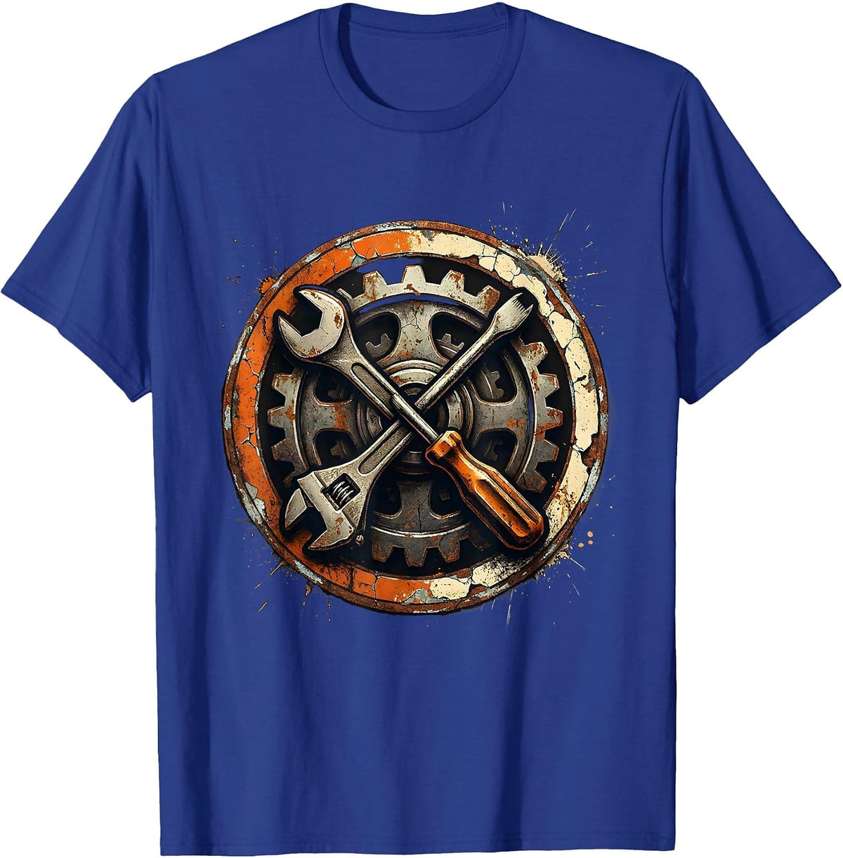 Men's Wrench Screwdriver Gear Mechanic Graphic T-Shirt - Royal Blue
