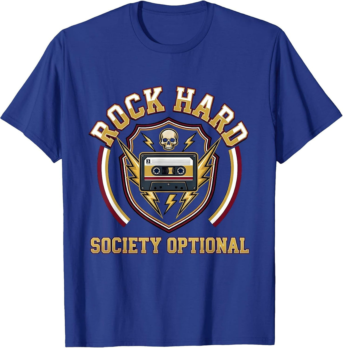 Rock Hard, Society Optional Varsity Crest Design T-Shirt - Royal Blue