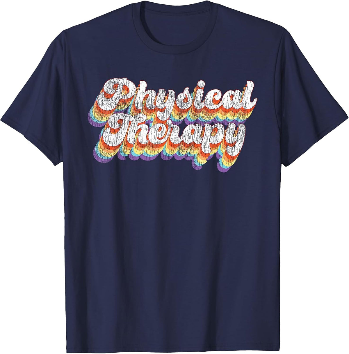 Physical Therapy Therapist Assistant Retro Vintage T-Shirt - Navy Blue