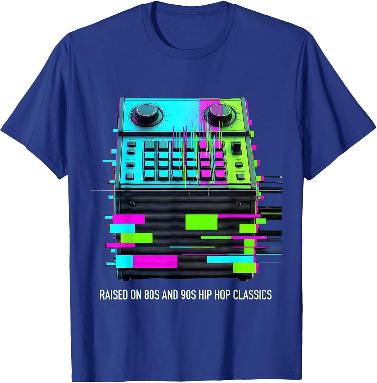 Men's Raised On 80s And 90s Hip Hop Classics Retro Nostalgia T-Shirt - Royal Blue