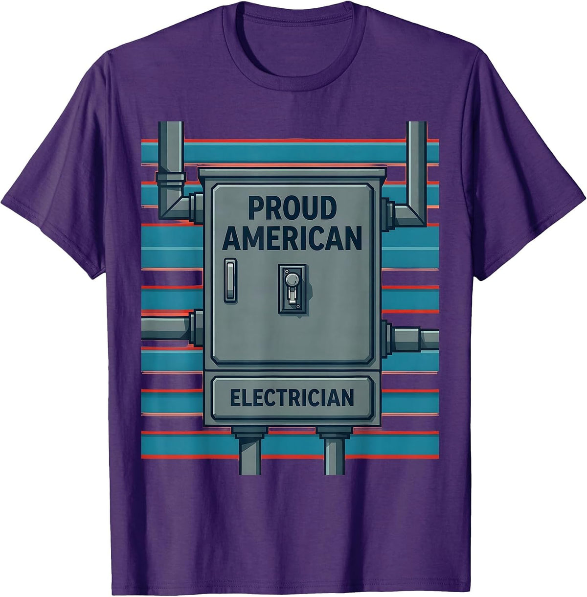 Proud American Electrician Patriotic Trade Worker Gift T-Shirt - Purple
