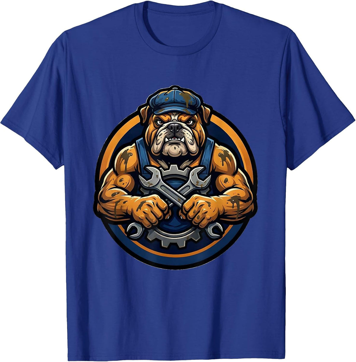 Men's Grease Monkey Wrench and Gear Mechanic Graphic T-Shirt - Royal Blue