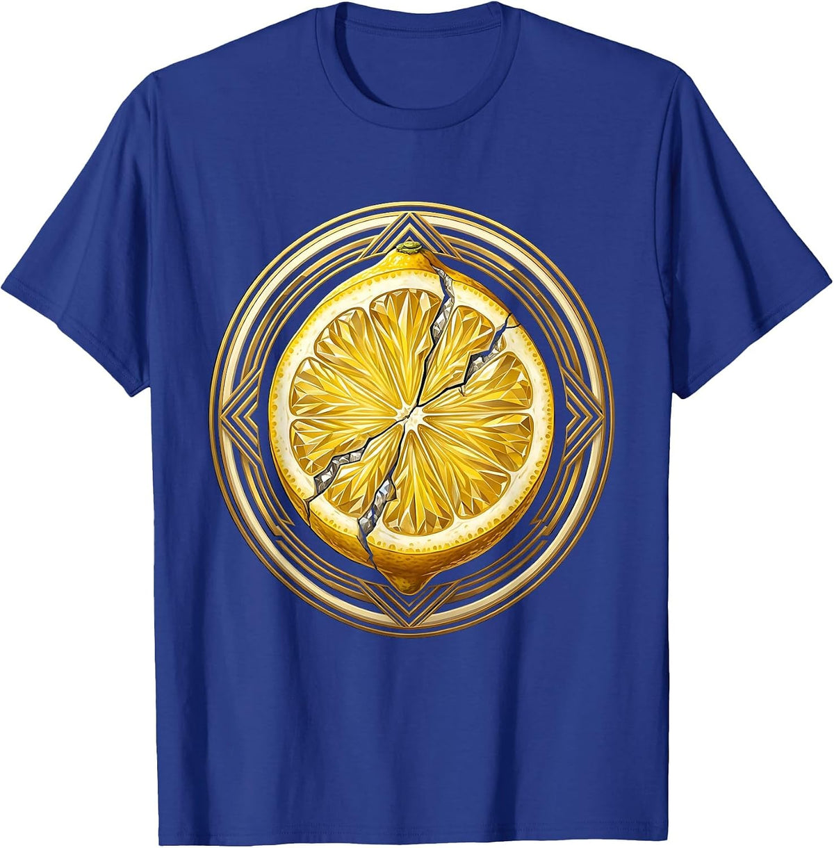 Giant Lemon Geode Cracked Open Graphic Tee T-Shirt - Royal Blue