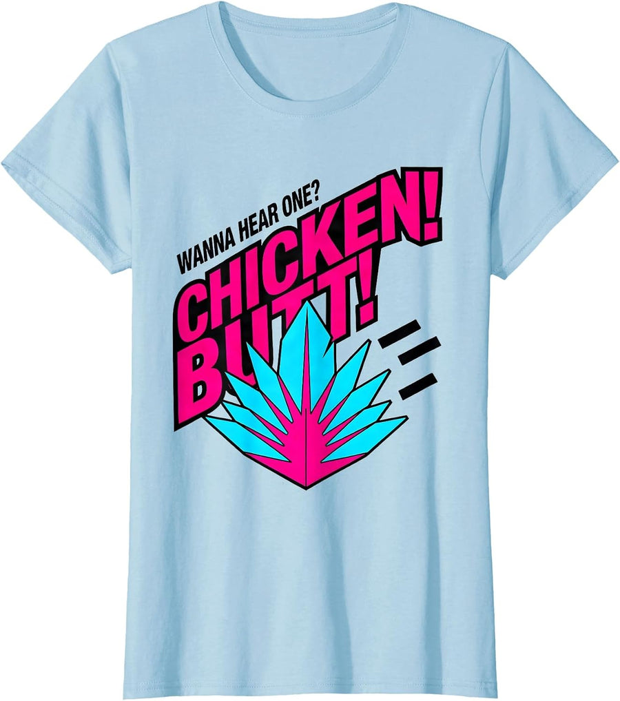 Women's Wanna Hear One? Chicken Butt Funny Chicken Lover Novelty T-Shirt - Baby Blue