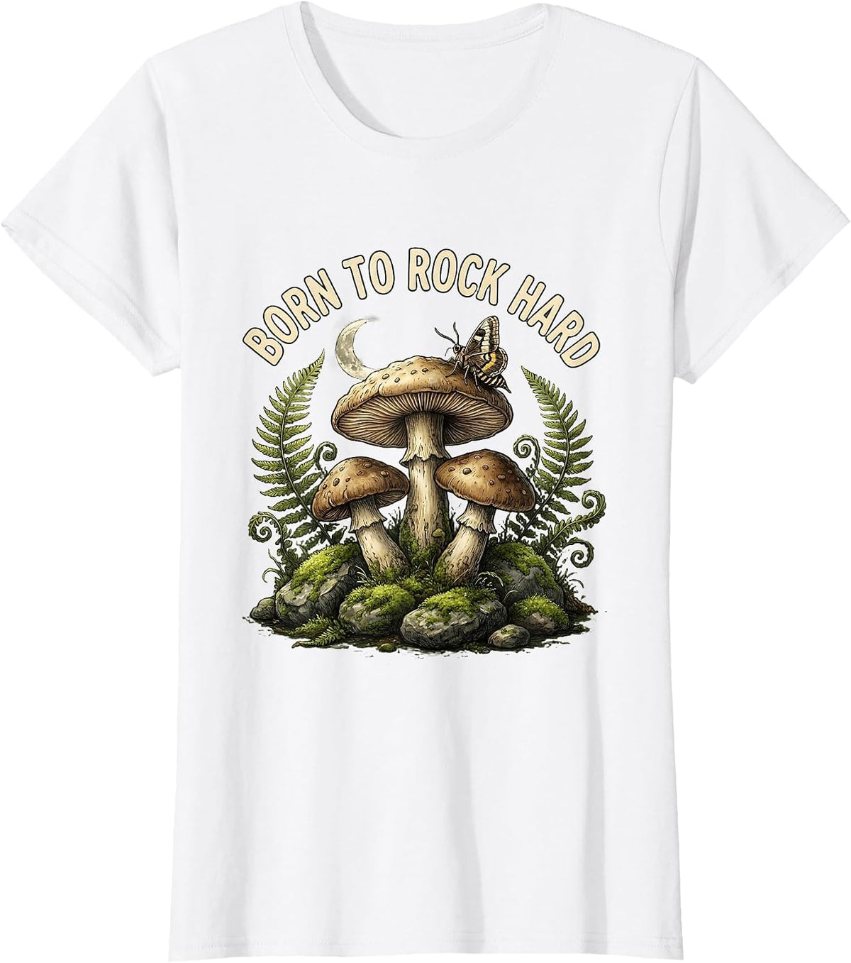 Born to Rock Hard Mens Rock Band Design T-Shirt - White